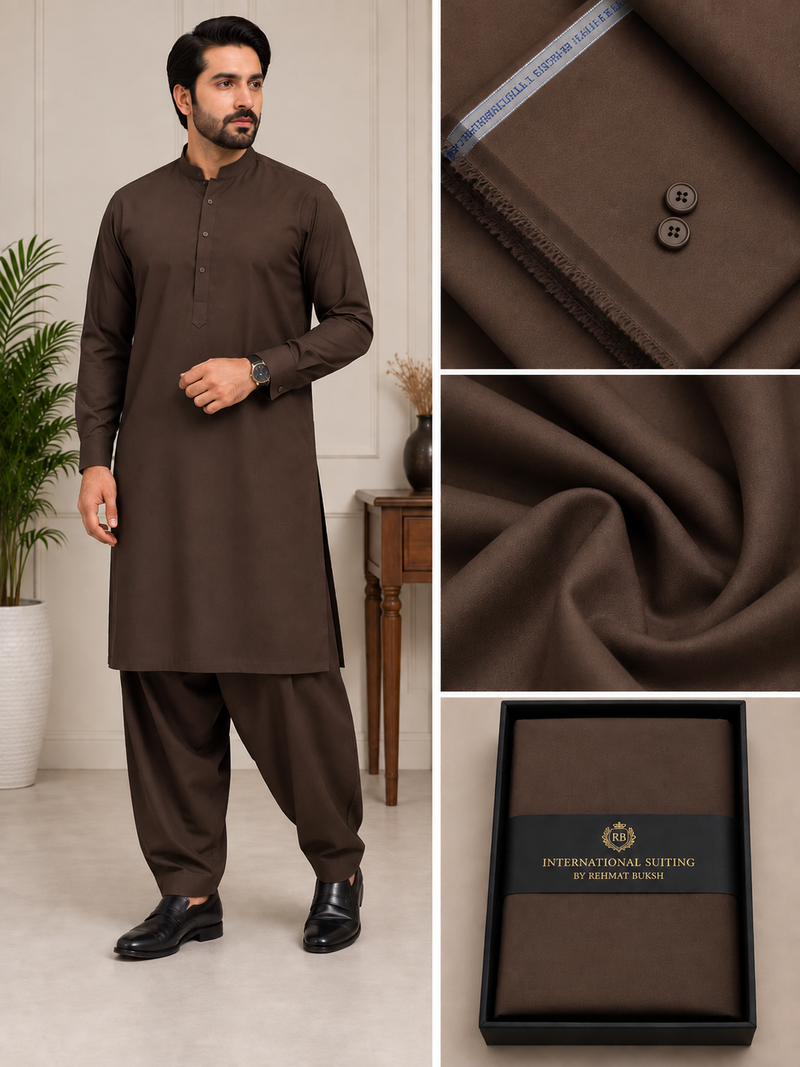 International Suiting Premium Brown Unstitched Suit